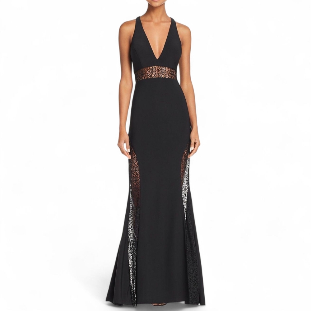 REVOLVE × JAYGODFREY Tenor Lace Inset Maxi Gown Dress Floor Length Cut Out 4